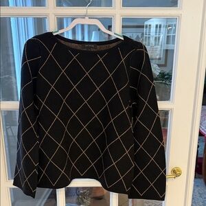 Ann Taylor Black Top with Gold Accents